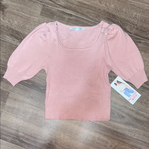 Celebrity Pink Ribbed Knit Top - Picture 1 of 4